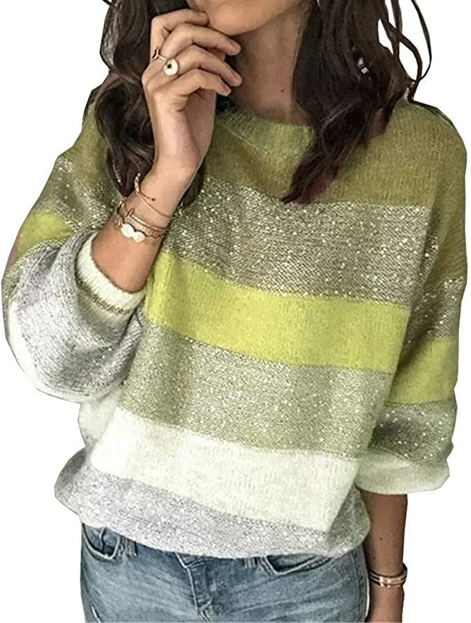 Stripe loose knit sweater