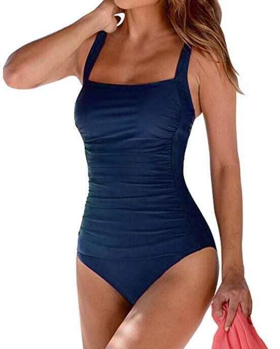 Women's swimwear with solid shoulder straps