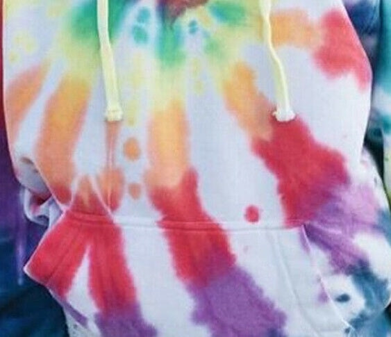 Printed tie-dye long-sleeved hooded sweatshirt