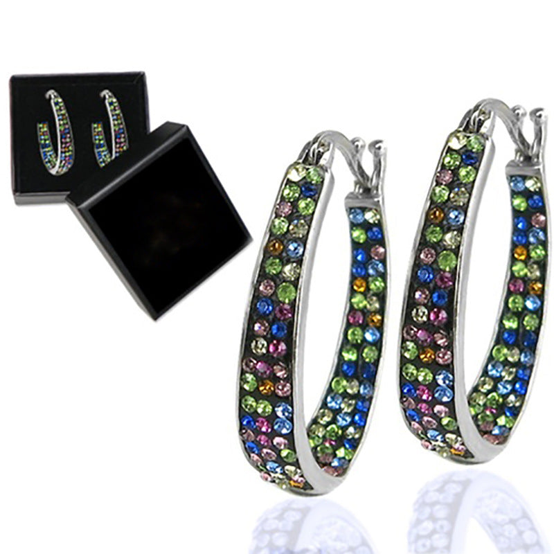 European And American Colorful Ear Clip Fashion Diamond Women's Earrings