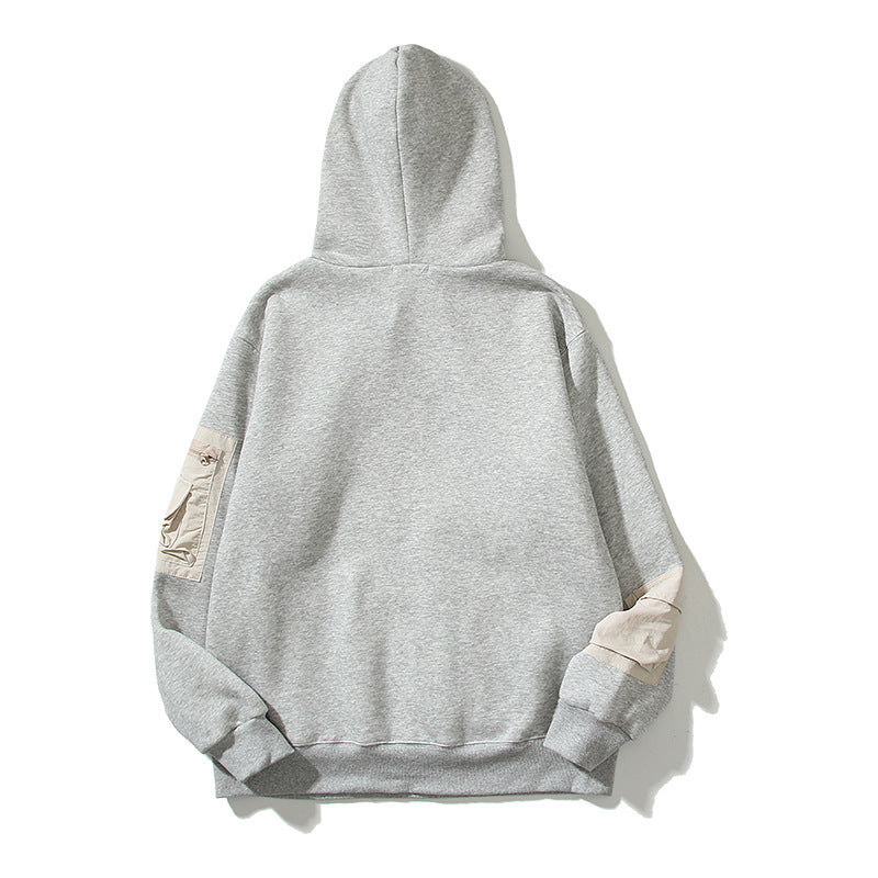 Patchwork Holding Hoodie Loose Casual Hooded Sweater