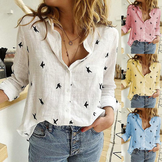 Casual Loose Long Sleeve Linen Shirt