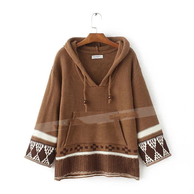 Hooded Knitted Sweater Pullover