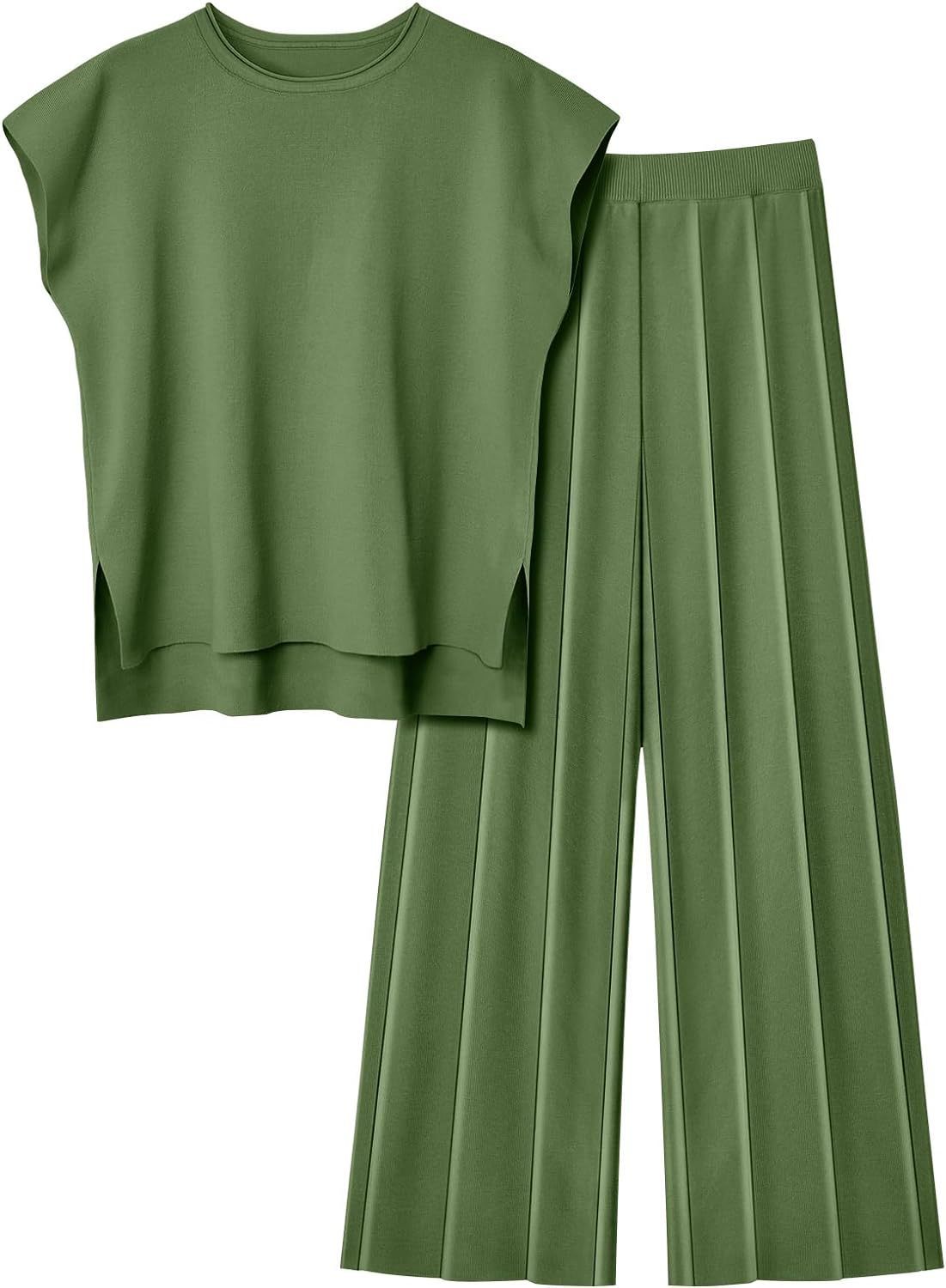 Women's Knit Casual Suit Sleeveless Vest Sweater Wide-leg Pants Two-piece Set