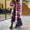 Plaid Woolen Shirt Jacket With Side Slit Lapel