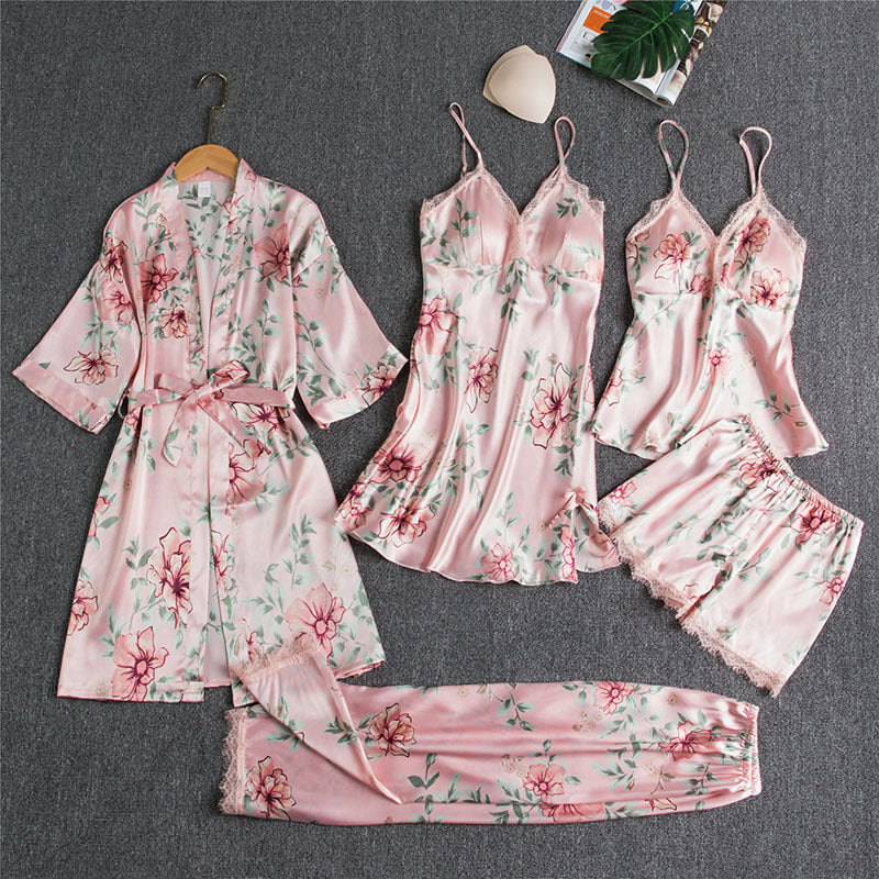 Sling Five-Piece Pajamas Set Women