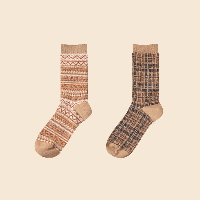 Coffee Color Socks Women's Tube Socks Autumn And Winter Pure Cotton Warmth And Thickening