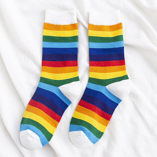 Rainbow Cocks Stockings Women Color Stripes