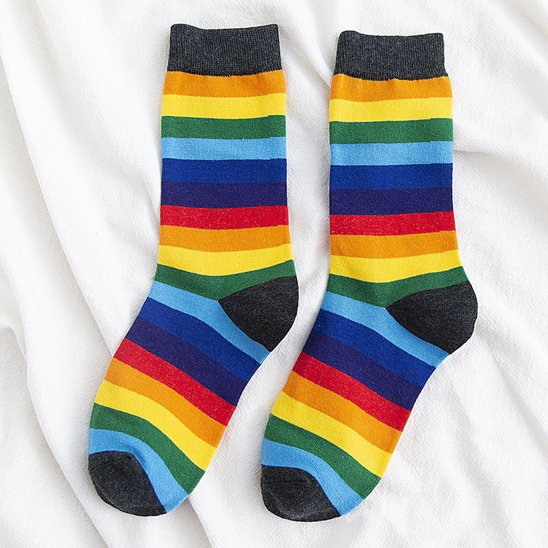 Rainbow Cocks Stockings Women Color Stripes