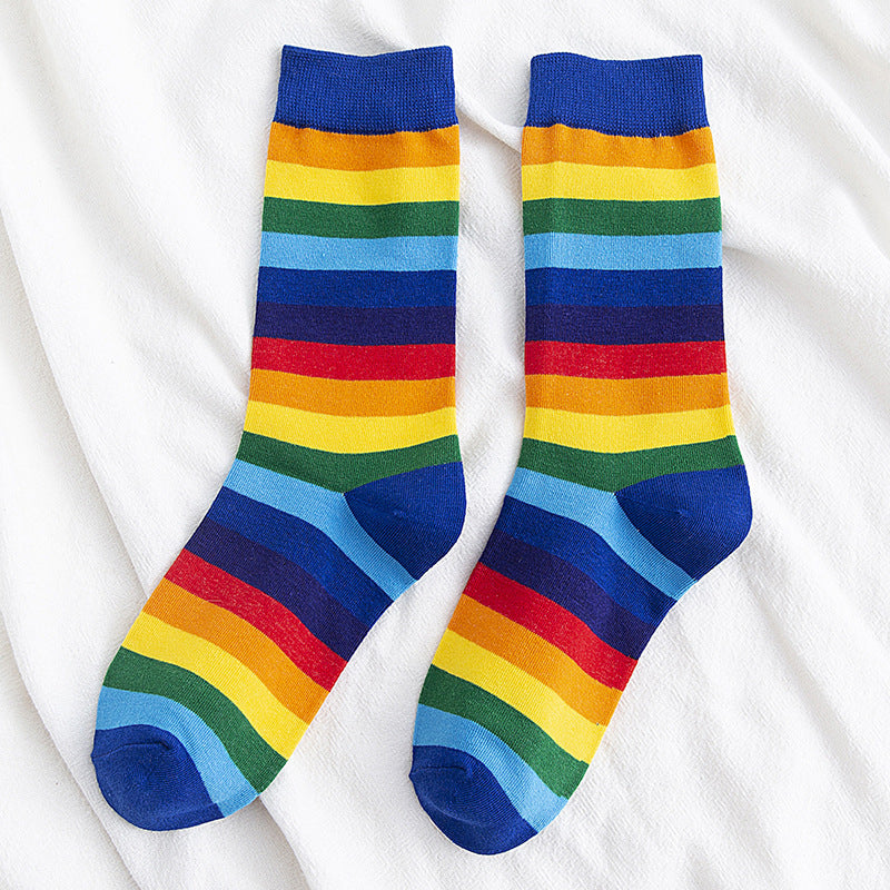 Rainbow Cocks Stockings Women Color Stripes