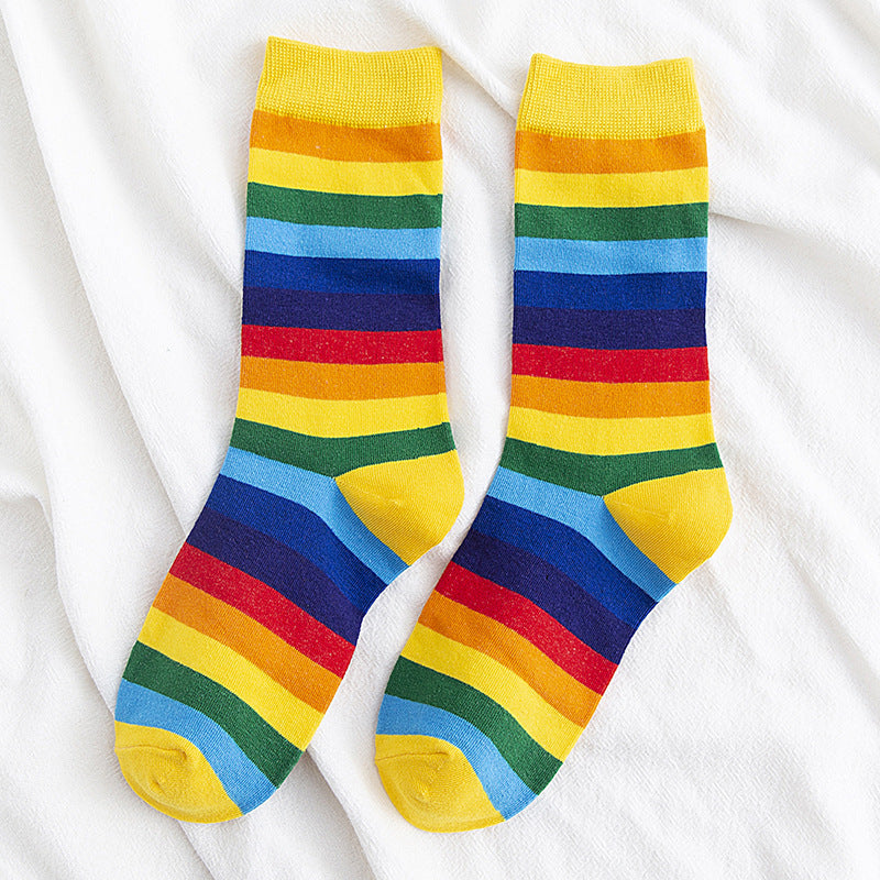 Rainbow Cocks Stockings Women Color Stripes