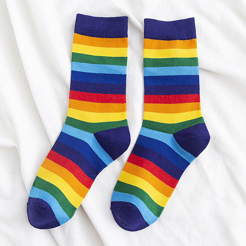 Rainbow Cocks Stockings Women Color Stripes