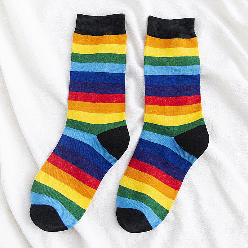 Rainbow Cocks Stockings Women Color Stripes