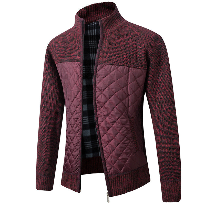 Color Blocking Padded Warm Long Sleeved Sweater Men's Jacket