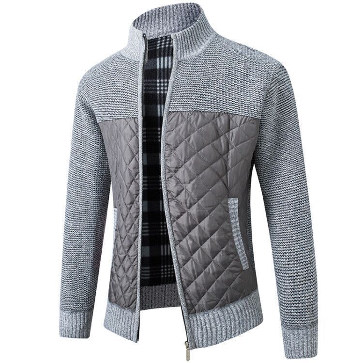 Color Blocking Padded Warm Long Sleeved Sweater Men's Jacket