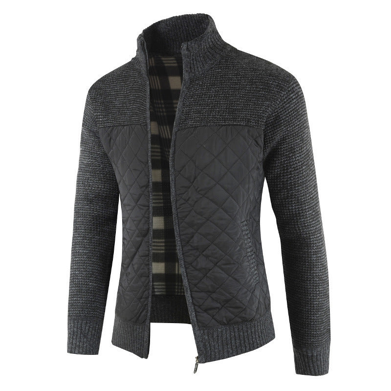 Color Blocking Padded Warm Long Sleeved Sweater Men's Jacket