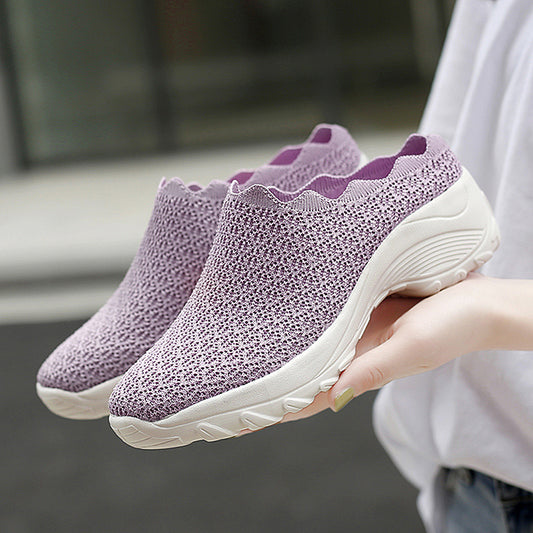 Summer Old Beijing Cloth Shoes Women Mesh Surface Breathable Mother Shoes