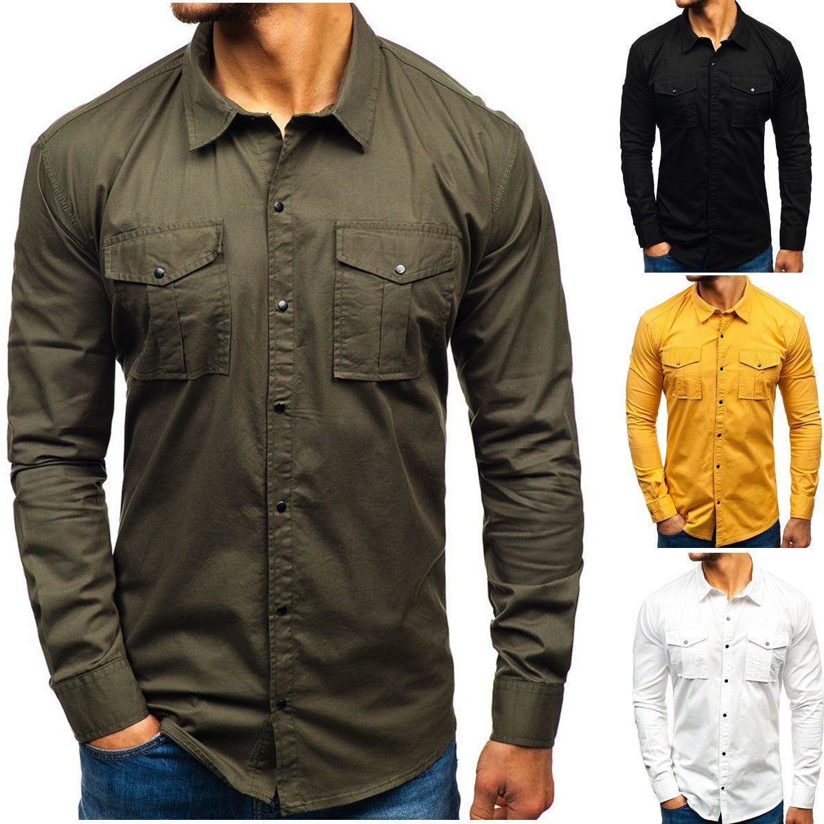 Men Autumn Winter Long Sleeve Man Cotton Shirt