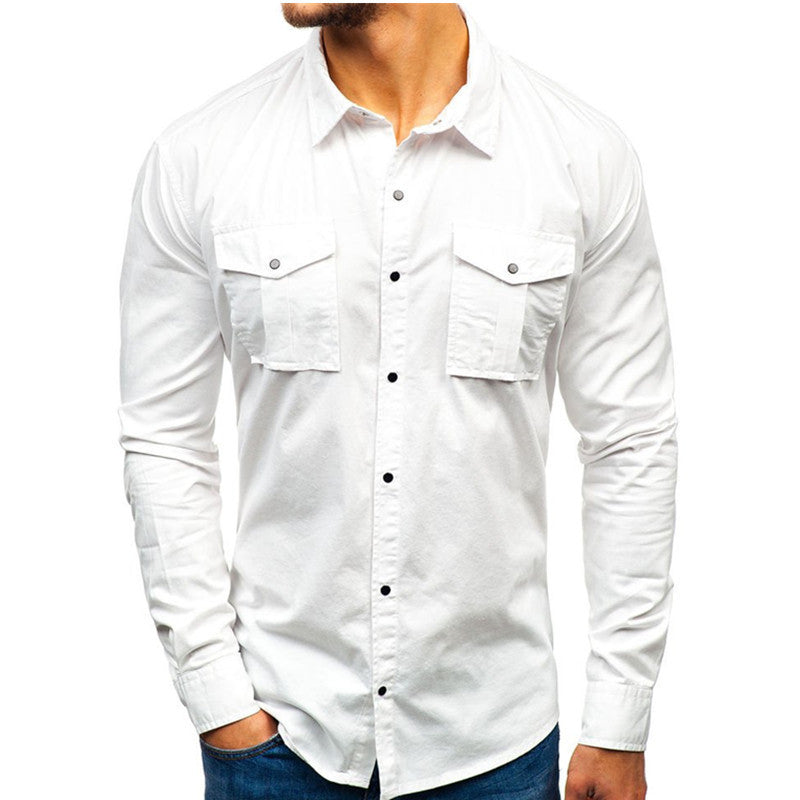 Men Autumn Winter Long Sleeve Man Cotton Shirt