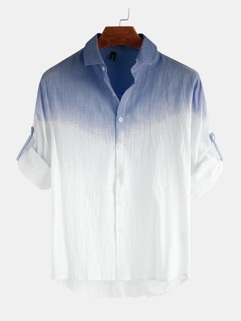 T Shirts For Men Ombre short Sleeve holiday button shirt