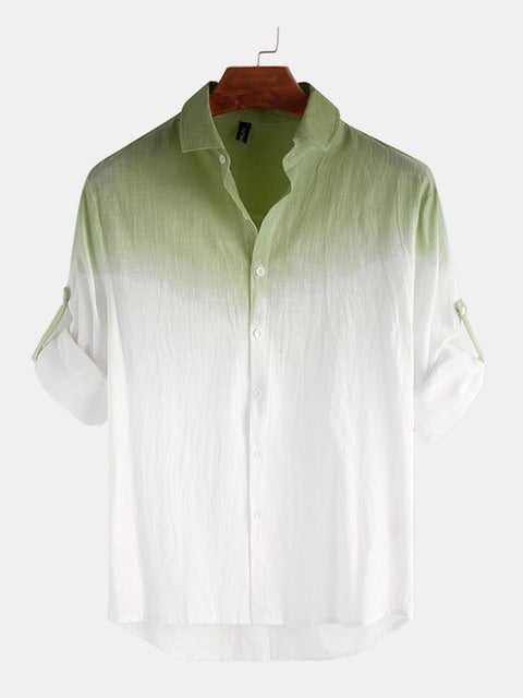 T Shirts For Men Ombre short Sleeve holiday button shirt