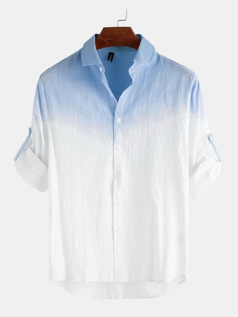 T Shirts For Men Ombre short Sleeve holiday button shirt