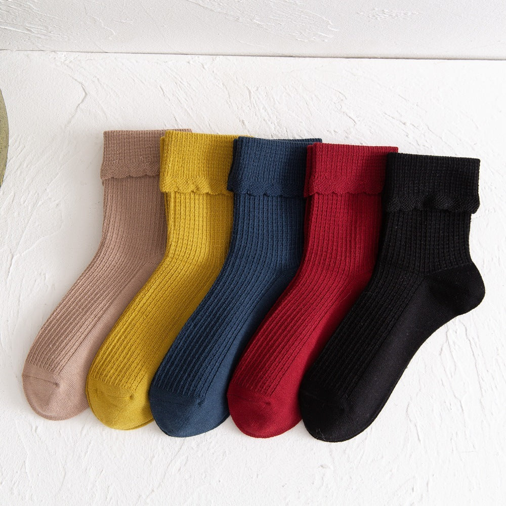 New Socks Women's Mid-Tube  Solid Color Bamboo Fiber