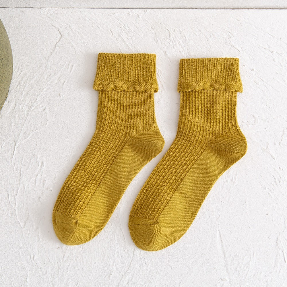 New Socks Women's Mid-Tube  Solid Color Bamboo Fiber