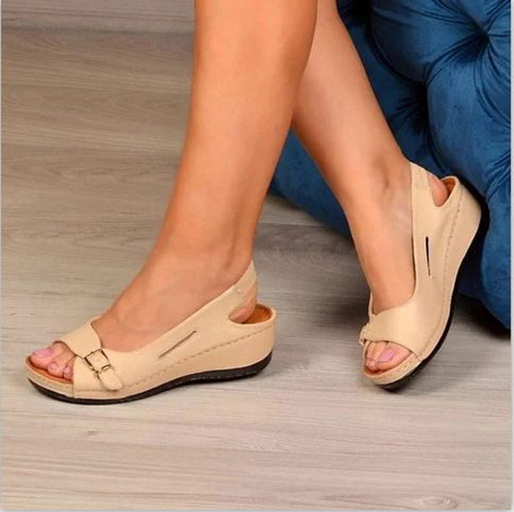 Summer Sandals Women Fashion Roman Women'S Shoes Foreign Trade Women'S Shoes Buckle Fish Mouth Beach Slope With Women'S Sandals