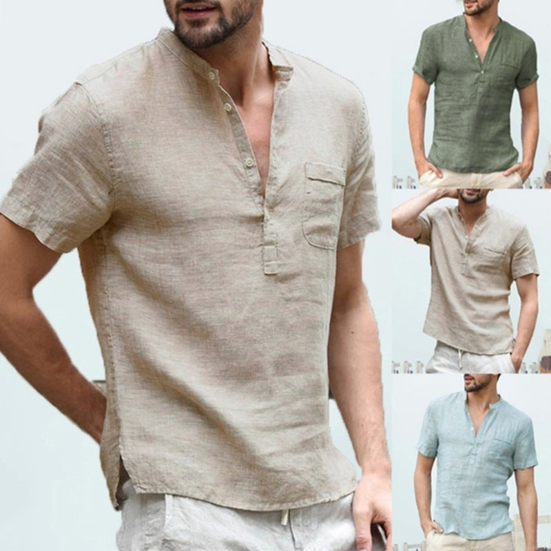 Fashion Slim Short Sleeve Polo Collar Men's T-shirt