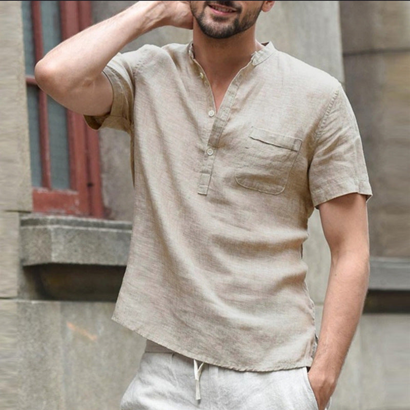 Fashion Slim Short Sleeve Polo Collar Men's T-shirt