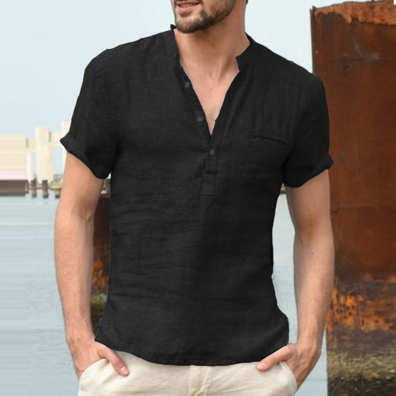 Fashion Slim Short Sleeve Polo Collar Men's T-shirt