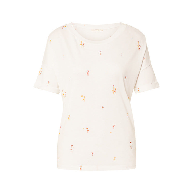 Cream Short Sleeve Little Flower T-Shirt