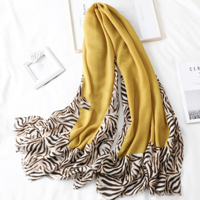 Men's And Women's Cotton Scarf Casual Leopard Print Long Gauze Scarf