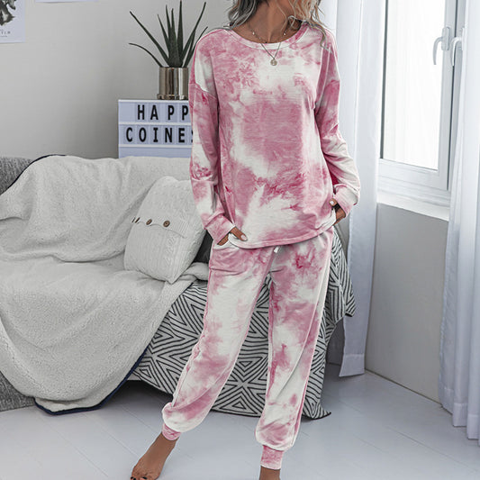 New Tie-Dye Printed Long-Sleeved Trousers Comfort Set