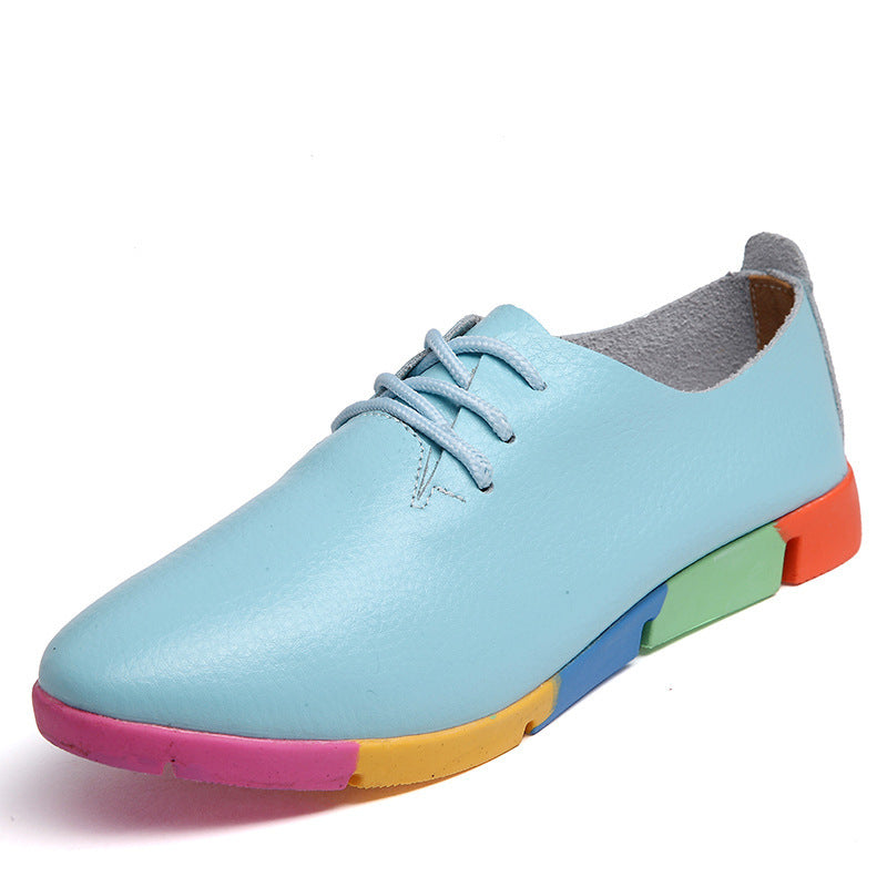 Pointed Women Leather Sole Patch Color shoes