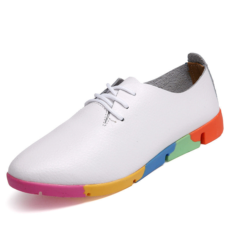 Pointed Women Leather Sole Patch Color shoes