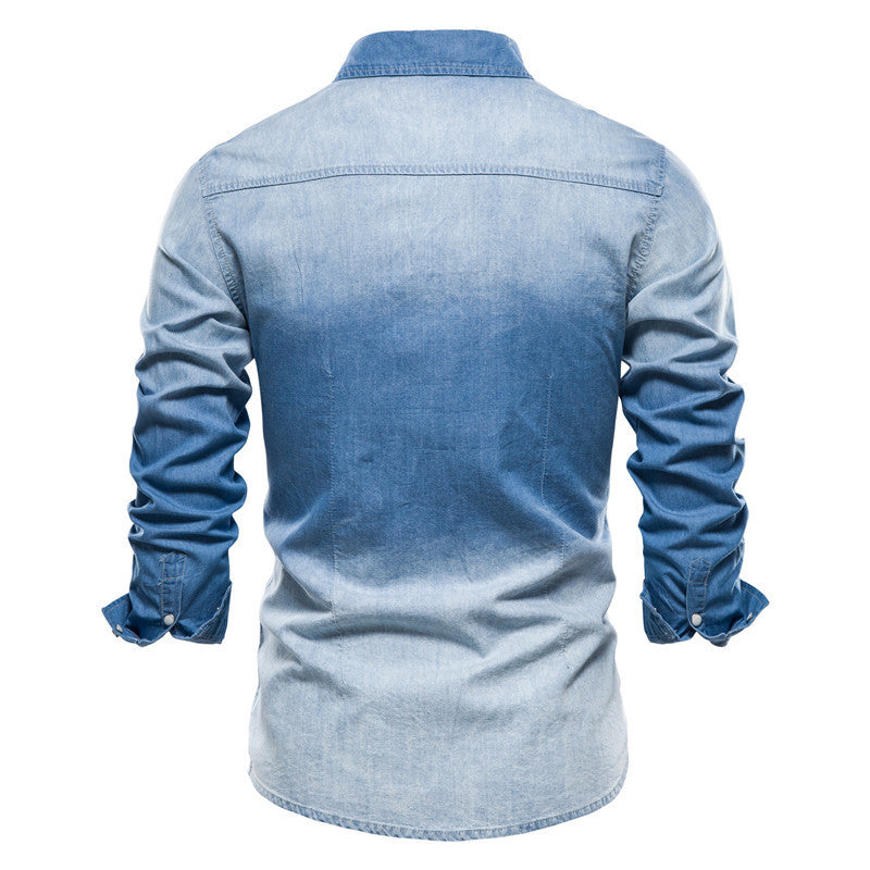 Men's Slim-fit Denim Shirt Casual Fashion Trend