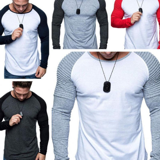 Men's Long Sleeve Split Blend Color Shirts