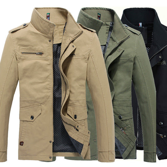 Men's jackets in foreign trade, long washed cotton leisure coat