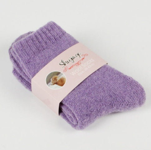 Autumn and winter new ladies rabbit wool socks women's tube socks Terry thick socks warm solid color pull socks