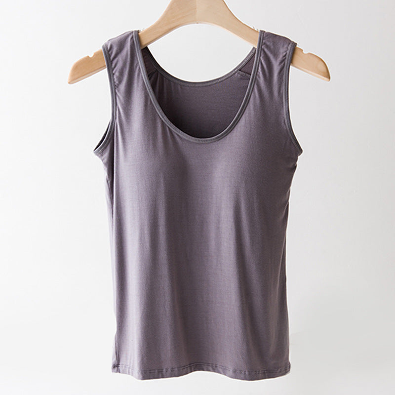 Solid Color Camisole Women's Chest Pad Sleeveless Inner Match Outer Wear