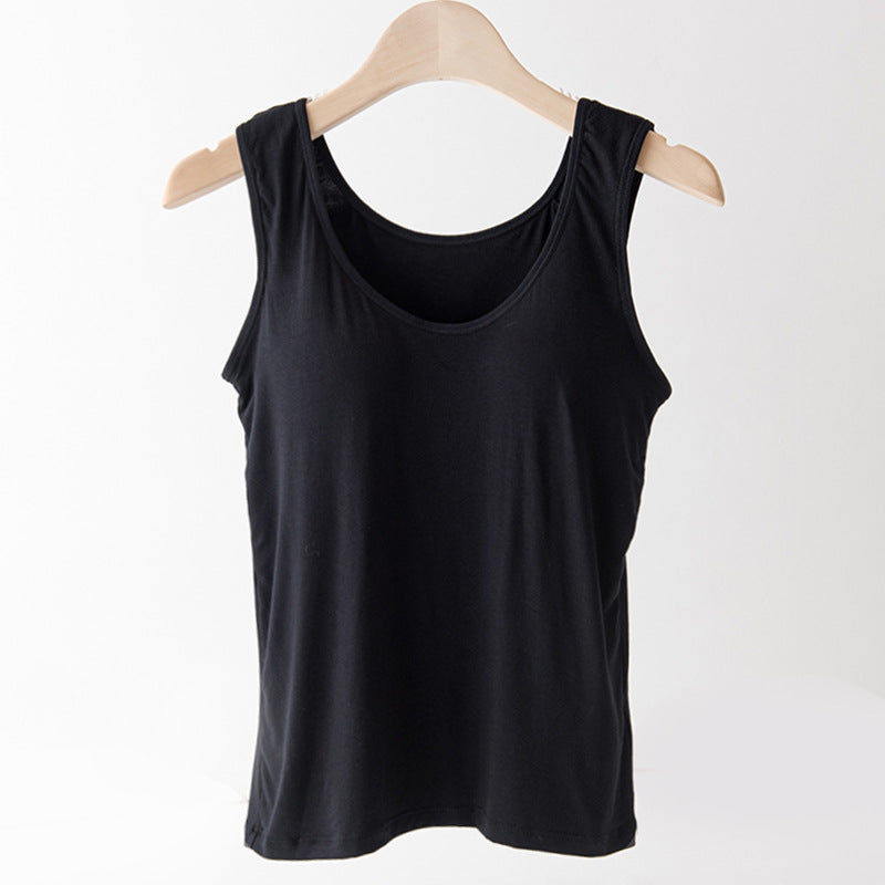 Solid Color Camisole Women's Chest Pad Sleeveless Inner Match Outer Wear