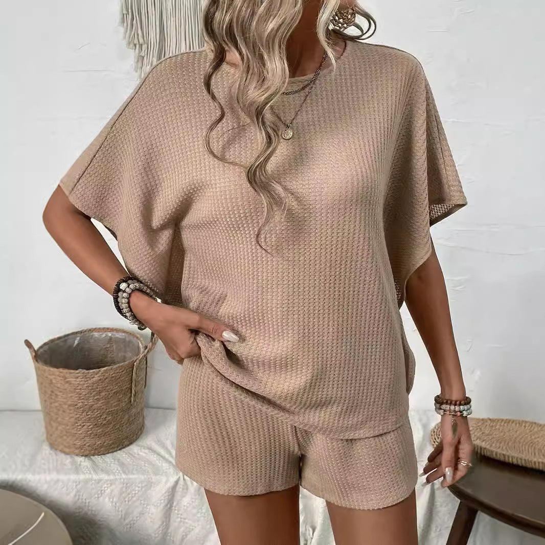 Women's New Short Sleeve Suit Women's Batwing Shirt Shorts