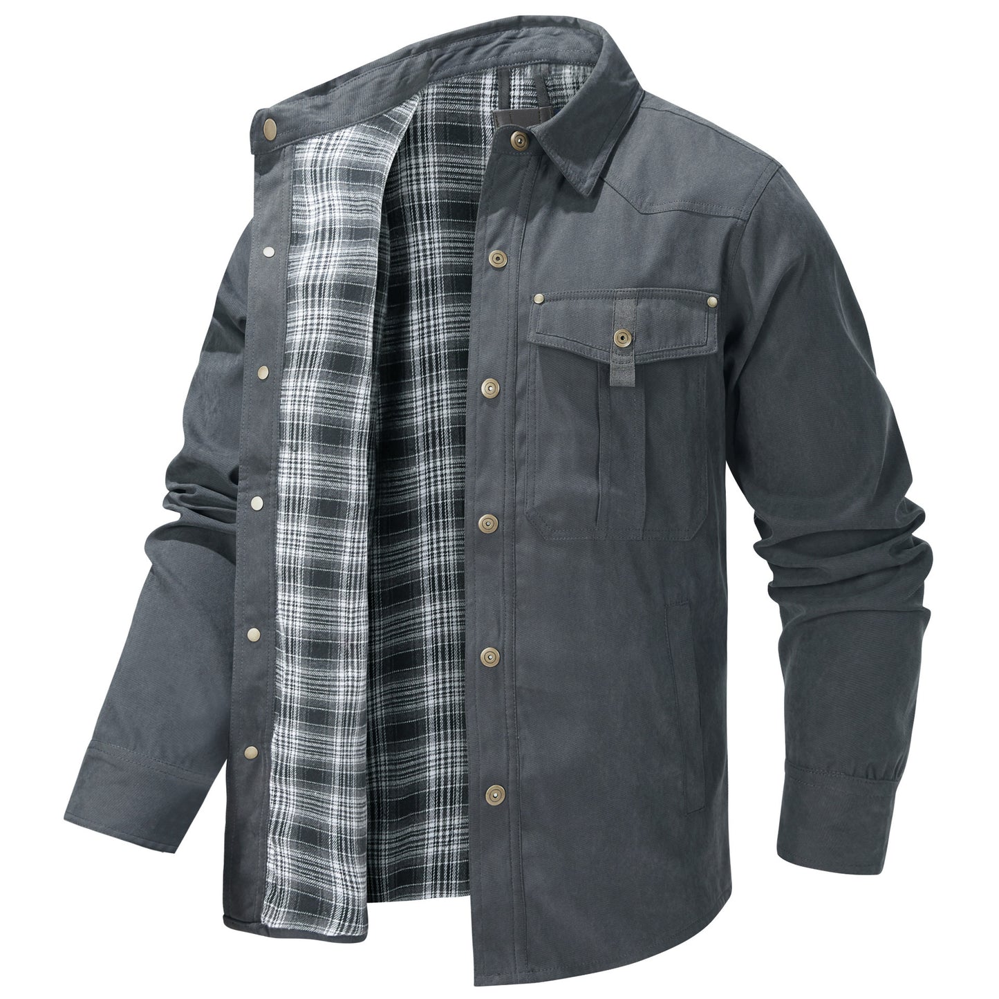 Lapel Plaid Flannel Casual Coat