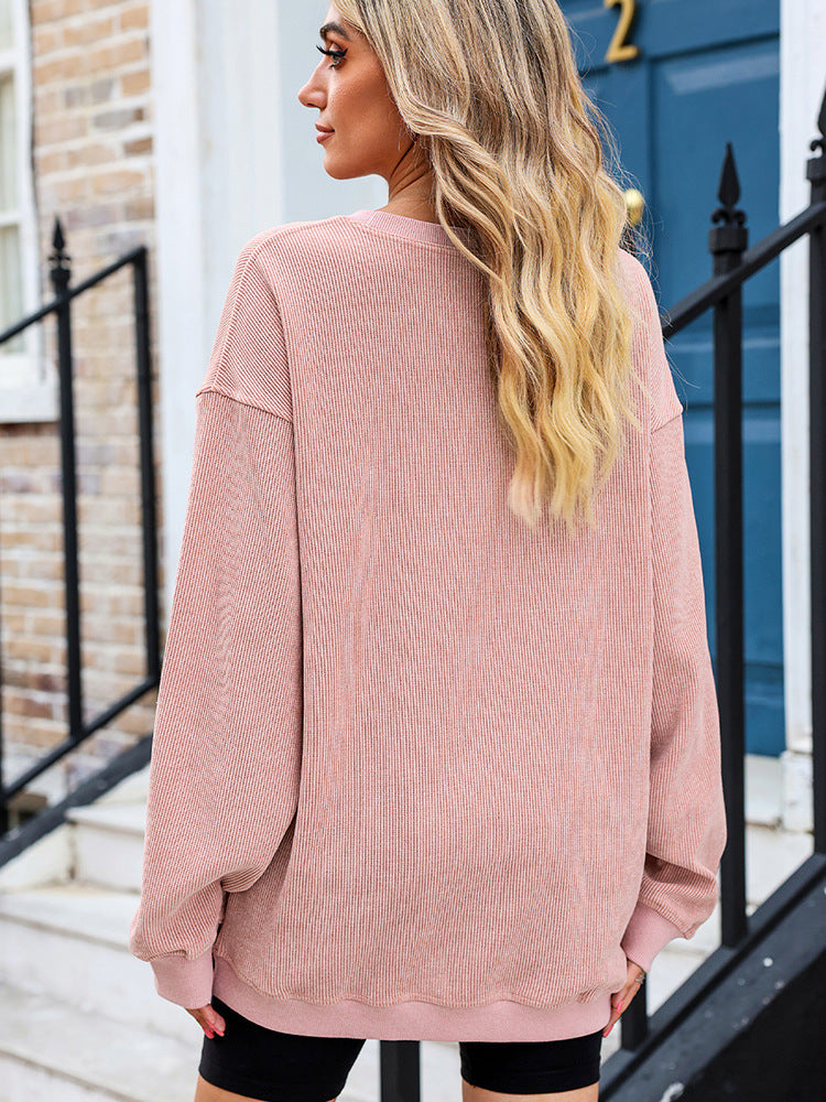 European And American Leisure Style Oversize Solid Color Pullover