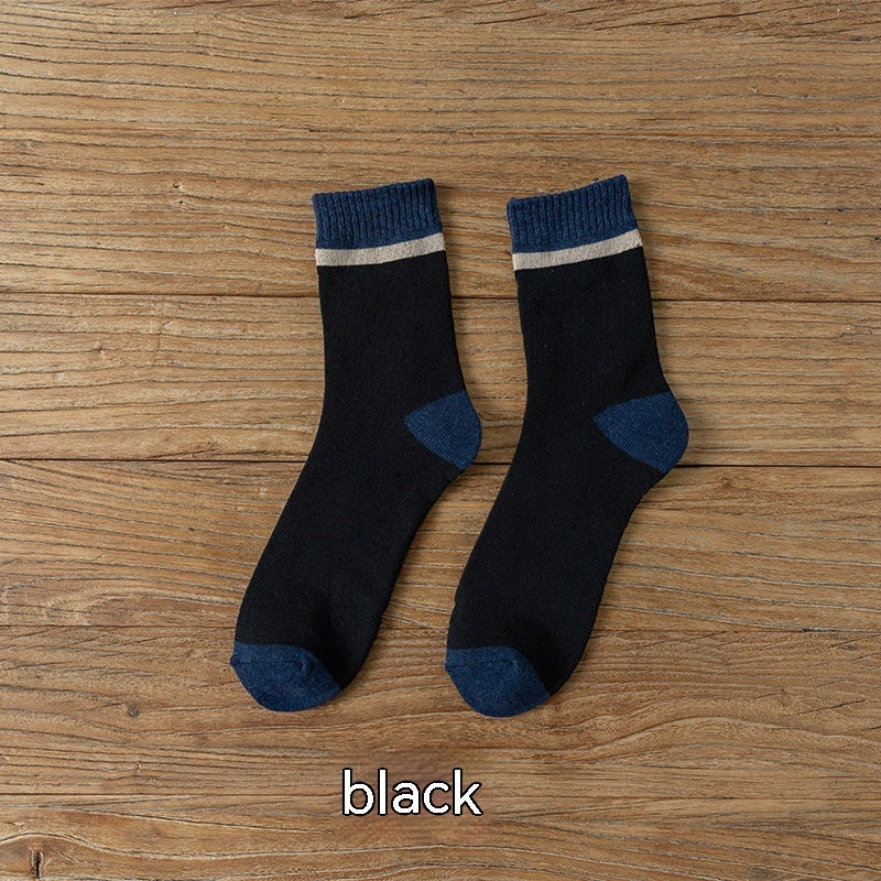 Men's Extra Thick Thermal Vintage Color Matching Terry Tube Socks