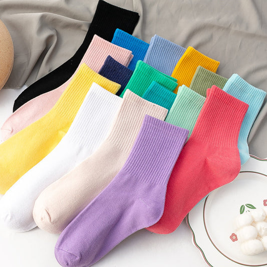 Candy-colored Mid-calf High Rubber Band Socks