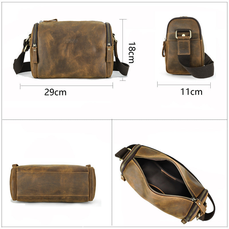 Retro Crazy Horse Leather Fashion Men's Messenger Bag