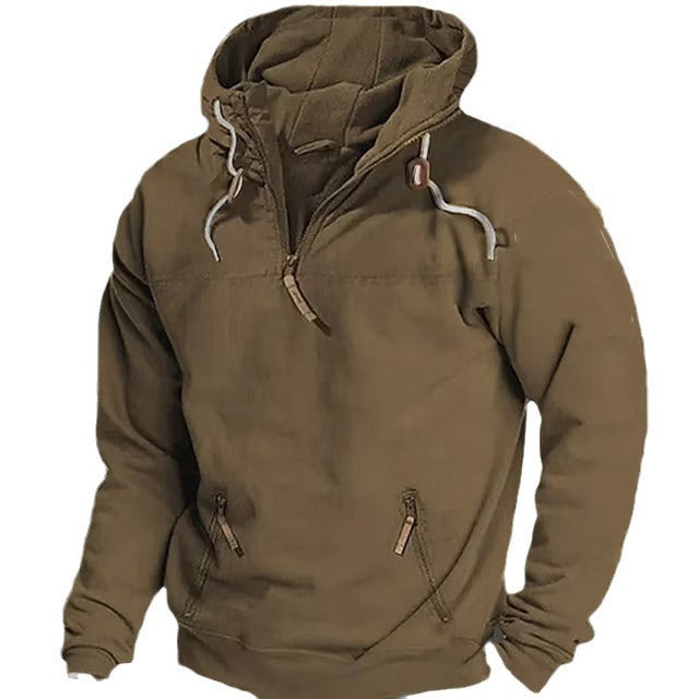 Hooded Solid Color Men's Casual Sweatshirt Thickened Jacket